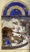 LIMBOURG brothers Les trs riches heures du Duc de Berry: Fevrier (February) sef oil on canvas